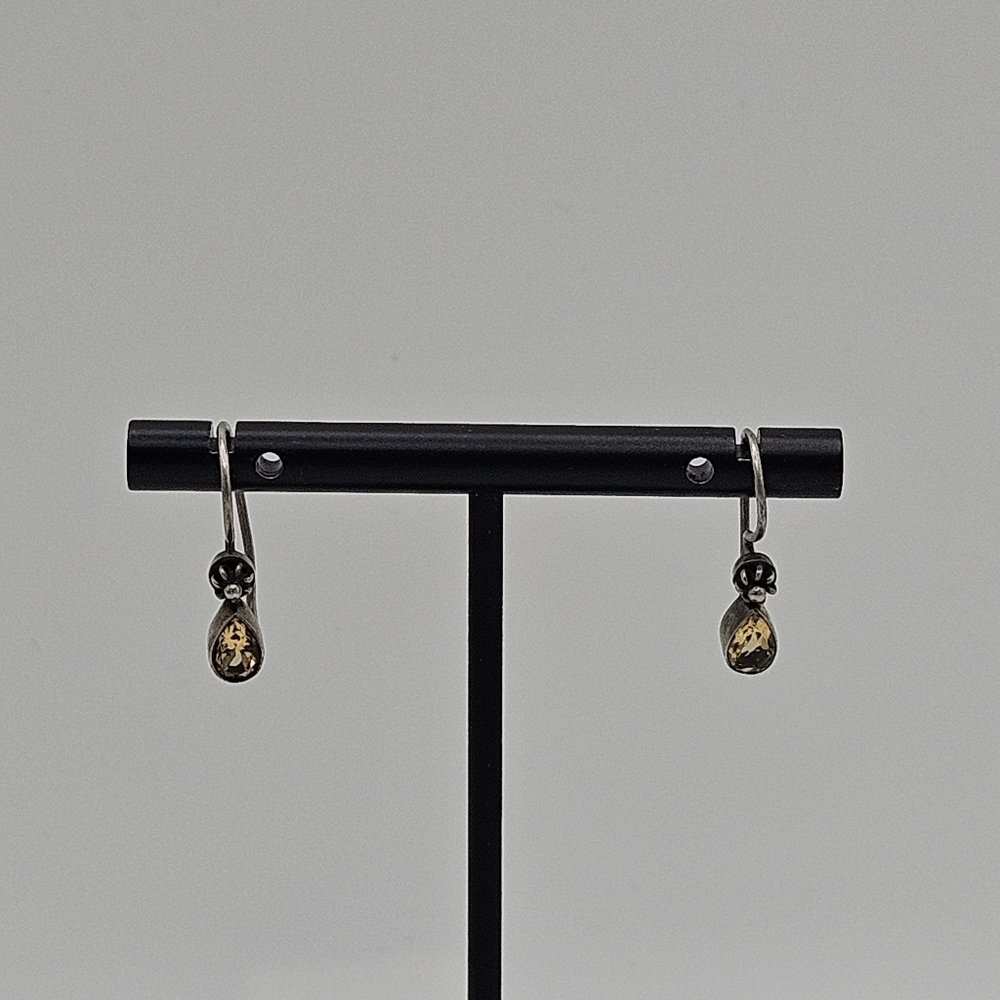 small yellow stone teardrop dangle earrings citrine